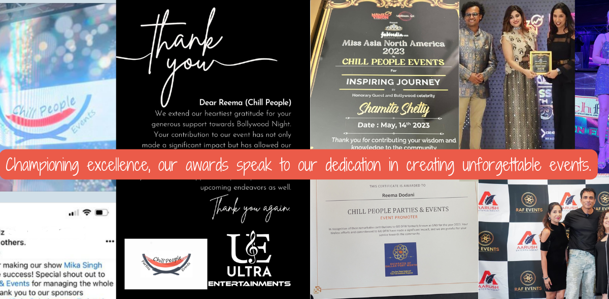 our award speaks to our dedication . Excellence in event management, coordinating and planning